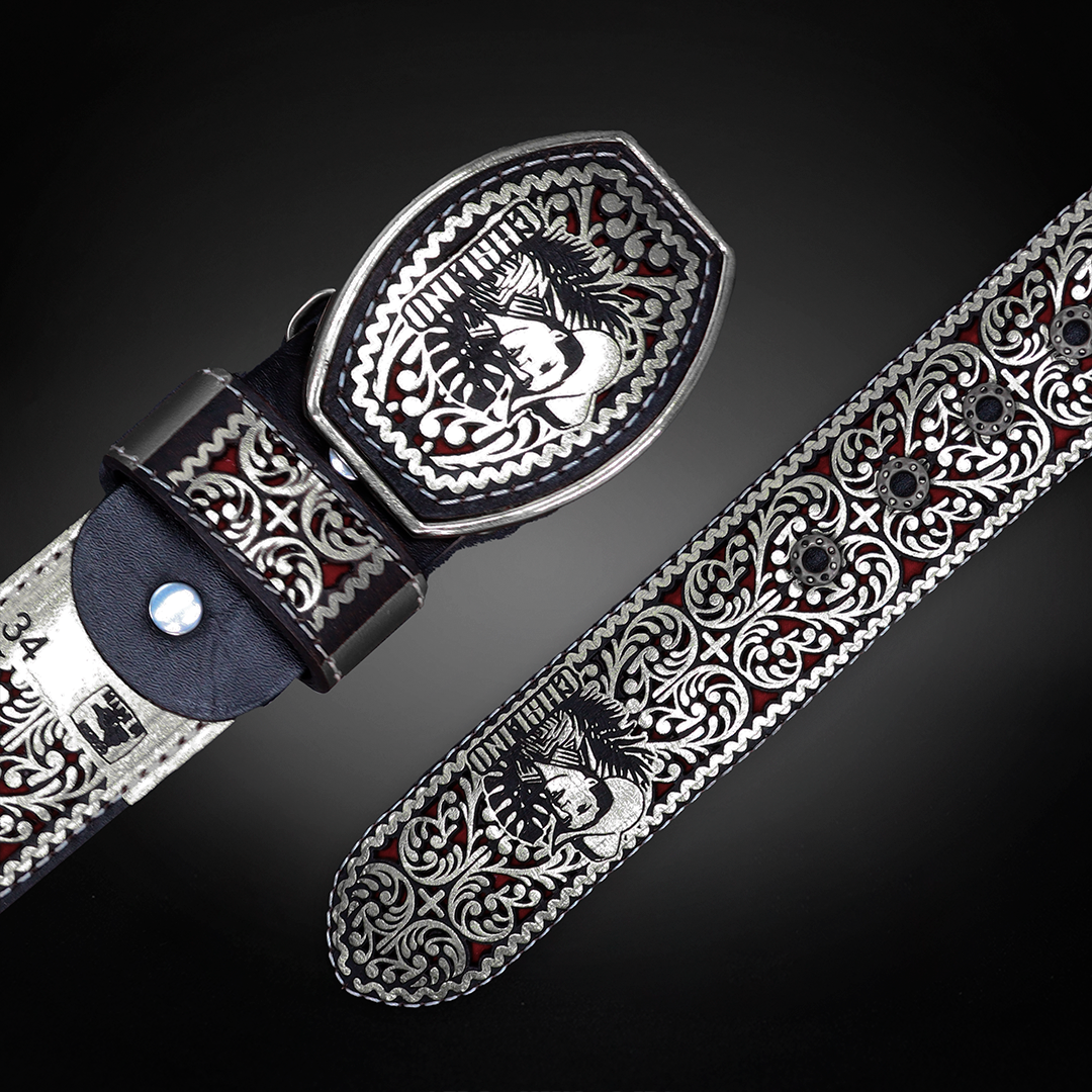 Cinturon Chalino Grabado Piel de Res AL 809