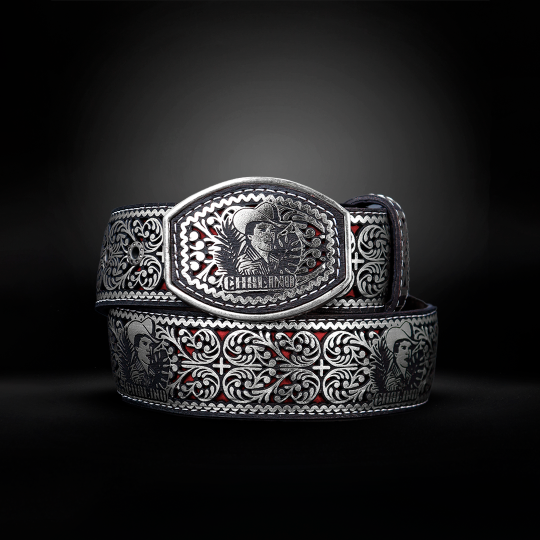 Cinturon Chalino Grabado Piel de Res AL 809