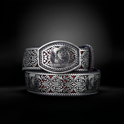 Cinturon Chalino Grabado Piel de Res AL 809