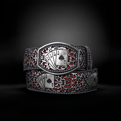 Cinturon Baraja Grabado Piel de Res AL811