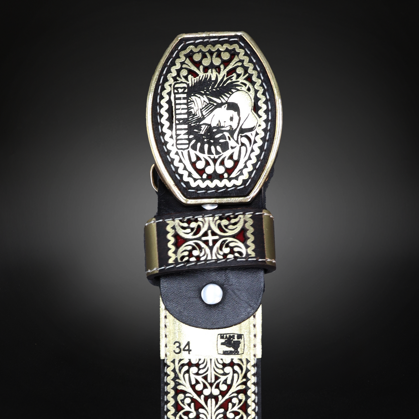 Cinturon Chalino Grabado Piel de Res AL 809