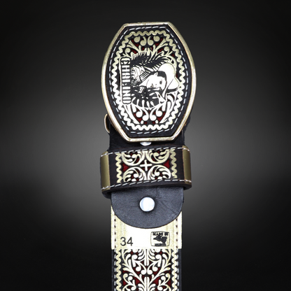 Cinturon Chalino Grabado Piel de Res AL 809