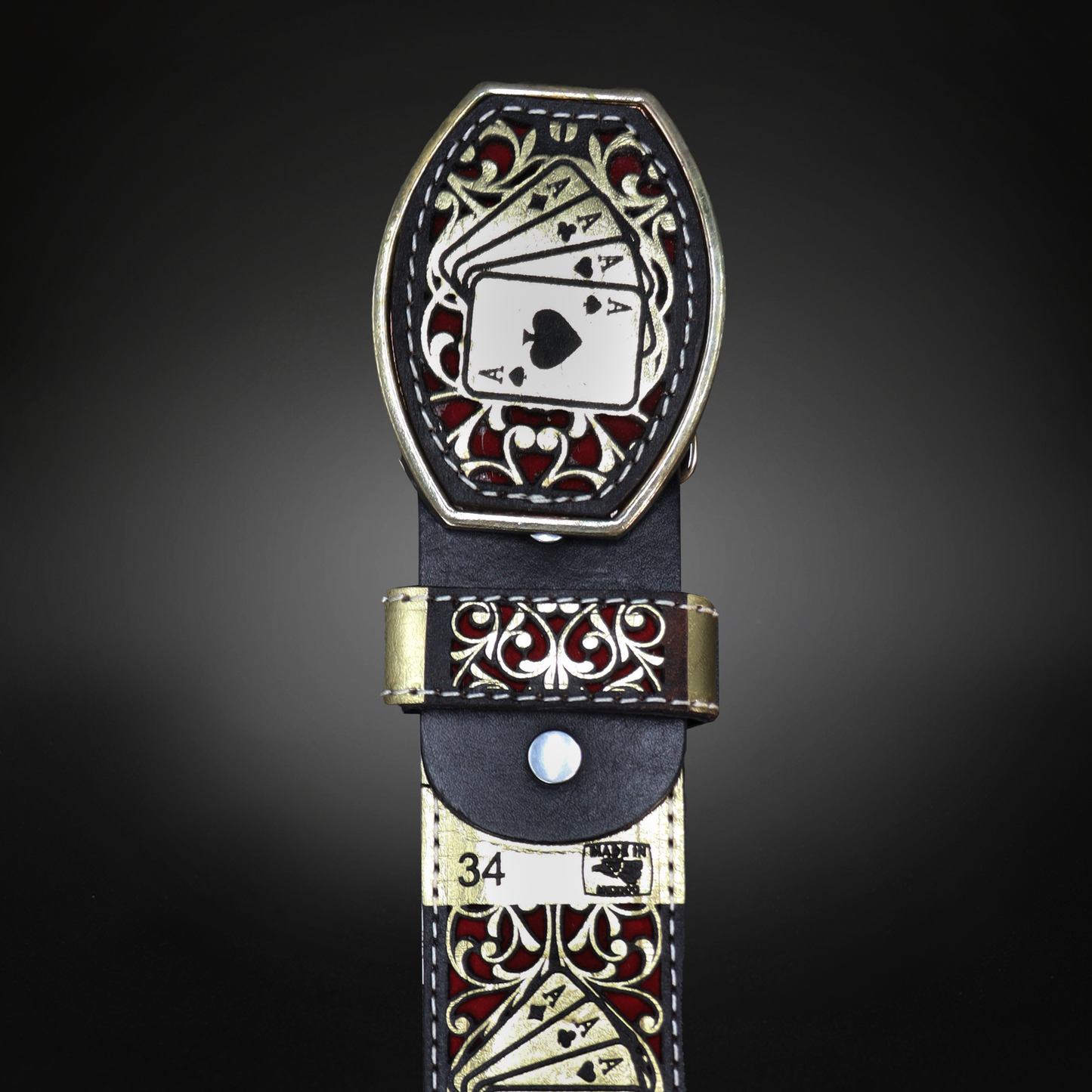 Cinturon Baraja Grabado Piel de Res AL811