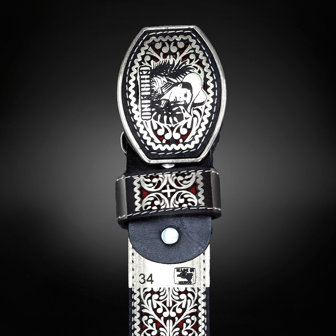 Cinturon Chalino Grabado Piel de Res AL 809