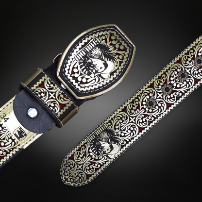 Cinturon Chalino Grabado Piel de Res AL 809