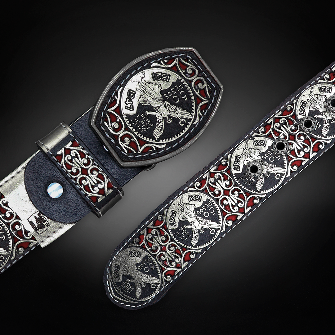 Cinturon Centenario Grabado Piel de Res AL 808