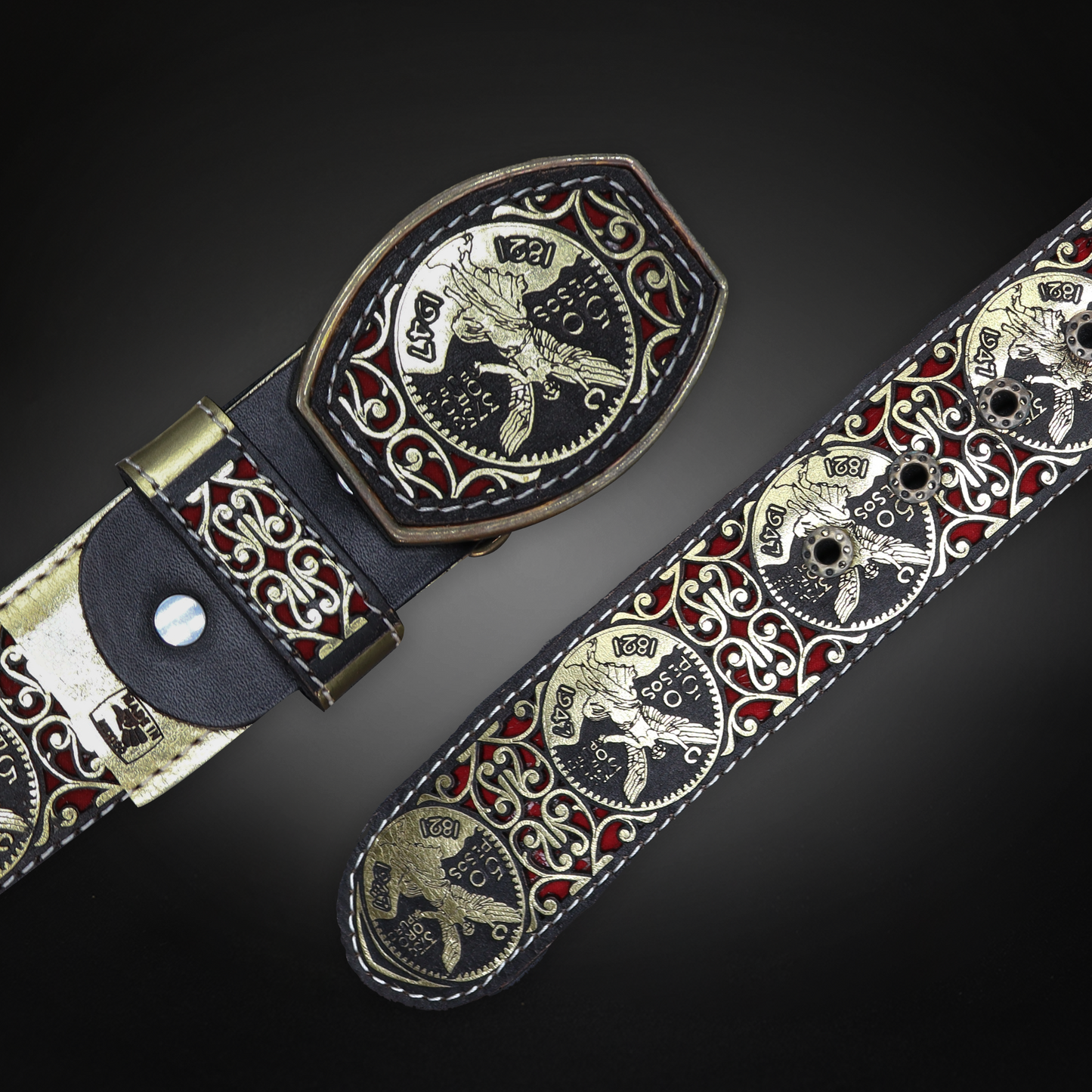 Cinturon Centenario Grabado Piel de Res AL 808